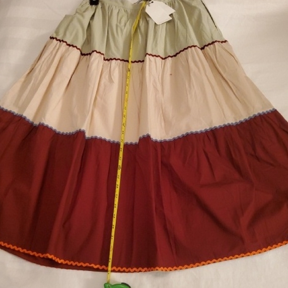 English Factory Colorblock Cream & Burgandy Blouse & Midi Skirt - Picture 6 of 8